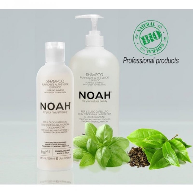 NOAH 1.5 Purifying Shampoo with Green Tea and Basil 1000ml - Anti-Dandruff Formulation Made in Italy - Cruelty-Free