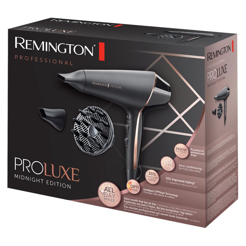 Remington PROLuxe Midnight Edition sèche-cheveux 2400 W Noir, Or