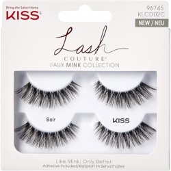 KISS Lash Couture Faux Mink Collection 2 Pairs of False Lashes Soir Ultrafine Tapered Synthetic Fake Lashes with Lash