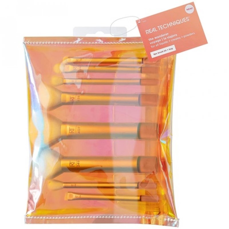 Real Techniques The Wanderer Makeup Brush Set Premium and Professional Soft Bristles for Foundations Powders Concealers