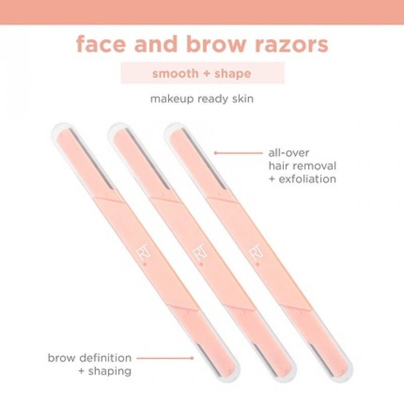 Real Techniques Face and Eyebrow Razor Double-Ended Peeling Dermaplaning Women's Facial Razor Multi-Purpose Precision