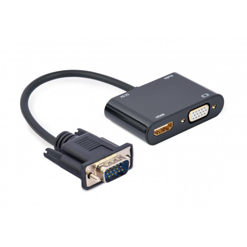 Gembird A-VGA-HDMI-02 video cable adapter 0.15 m HDMI VGA (D-Sub) VGA (D-Sub) Black