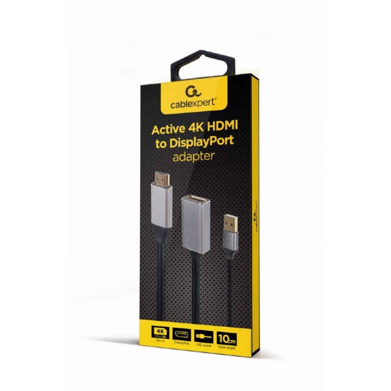 ADAPTADOR GEMBIRD ACTIVO 4K HDMI MACHO A DISPLAYPORT HEMBRA NEGRO