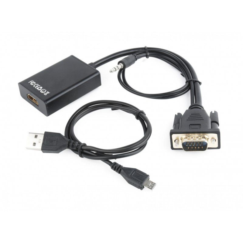 Gembird A-VGA-HDMI-01 câble vidéo et adaptateur 0,15 m HDMI Type A (Standard) VGA (D-Sub) Noir