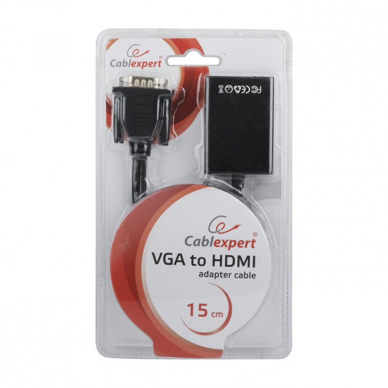 CABLE ADAPTADOR GEMBIRD VGA MACHO A HDMI HEMBRA 0,15M CON AUDIO 3,5MM