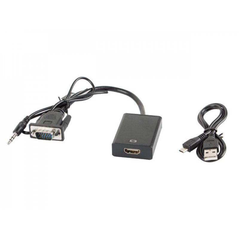 Lanberg AD-0021-BK câble vidéo et adaptateur 0,2 m HDMI Type A (Standard) VGA (D-Sub) Noir