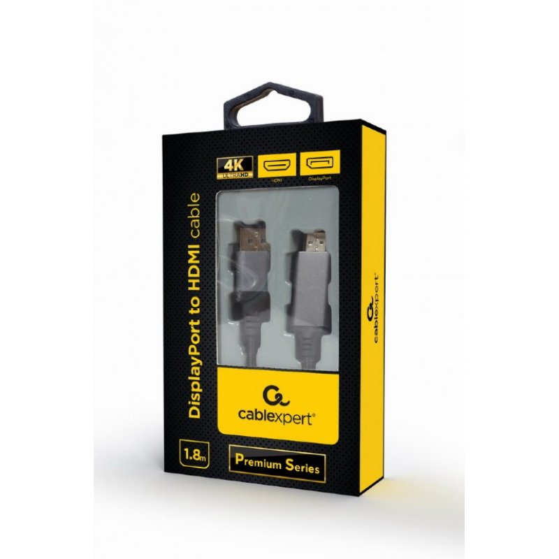 Gembird CC-DP-HDMI-4K-6 câble vidéo et adaptateur 1,8 m DisplayPort HDMI Type A (Standard) Noir