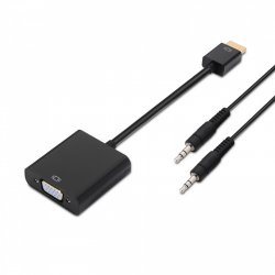 CONVERSOR AISENS HDMI A/M-SVGA/H JACK 3.5/H NEGRO 10CM 1.0M
