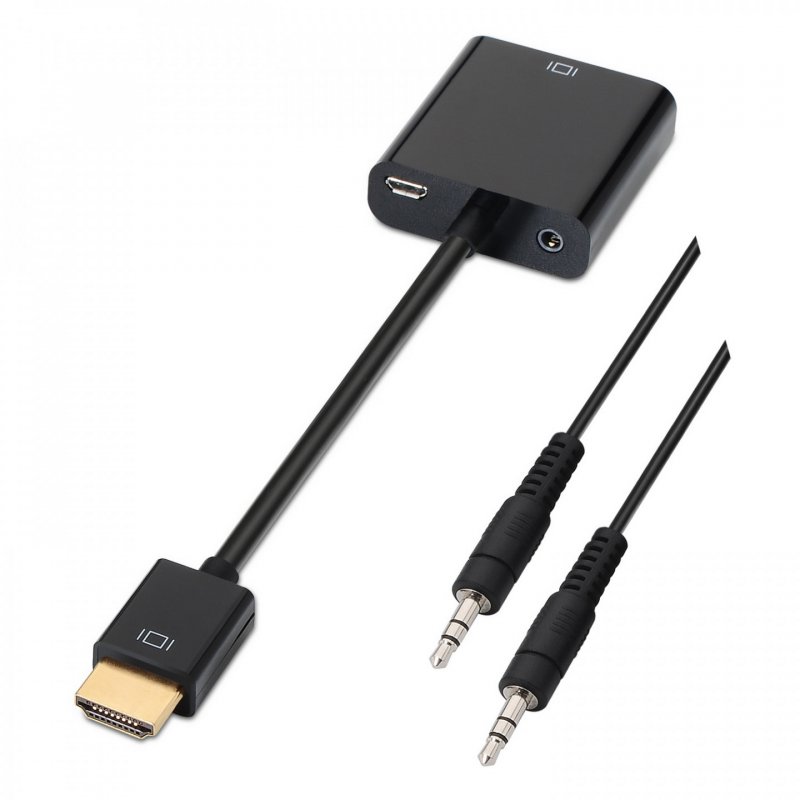 CONVERSOR AISENS HDMI A/M-SVGA/H JACK 3.5/H NEGRO 10CM 1.0M