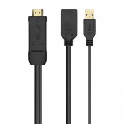 AISENS A122-0642 câble vidéo et adaptateur 0,1 m HDMI Type A (Standard) DisplayPort USB Type-A Noir