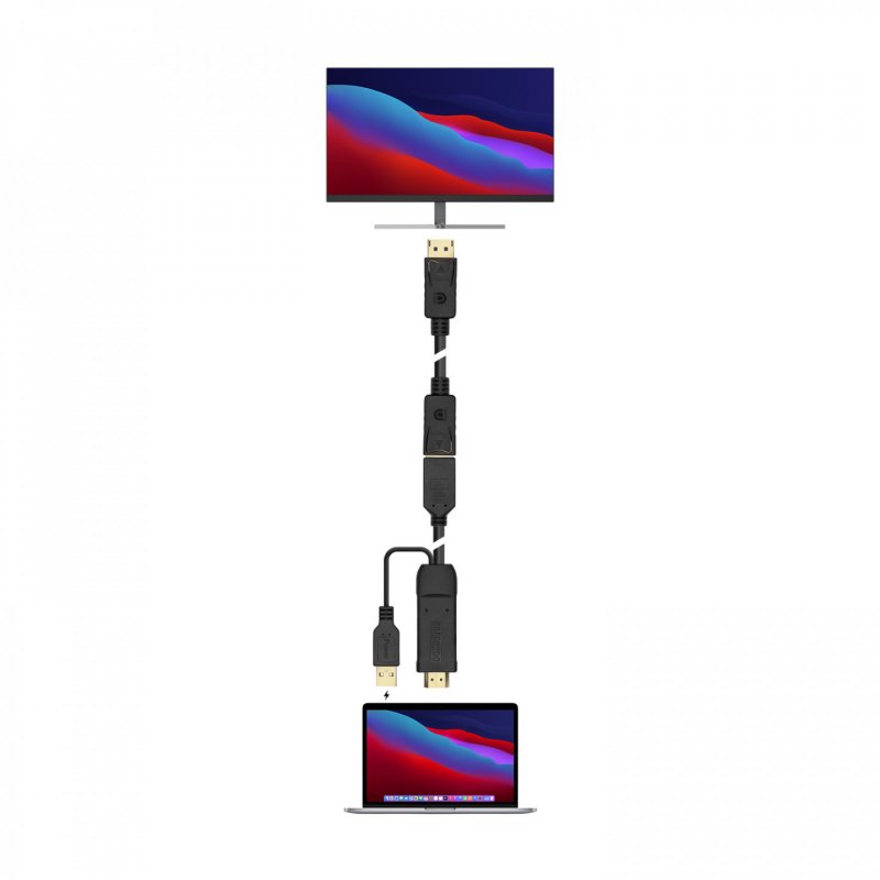 AISENS A122-0642 video cable adapter 0.1 m HDMI Type A (Standard) DisplayPort USB Type-A Black