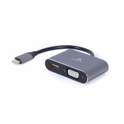 Cablexpert A-USB3C-HDMIVGA-01 câble vidéo et adaptateur 0,15 m USB Type-C HDMI VGA (D-Sub) Gris