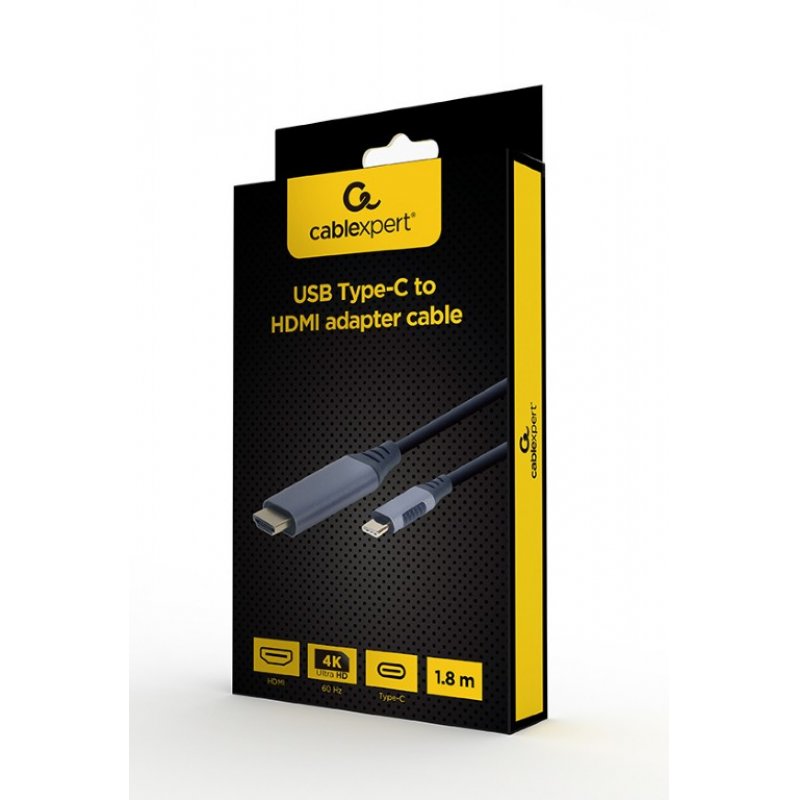 Gembird CC-USB3C-HDMI-01-6 câble vidéo et adaptateur 1,8 m USB Type-C HDMI Type A (Standard) Noir, Gris