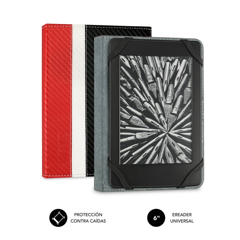 SUBBLIM SUB-CUE-1EC002 e-book reader case 15.2 cm (6") Folio Black, Red, White
