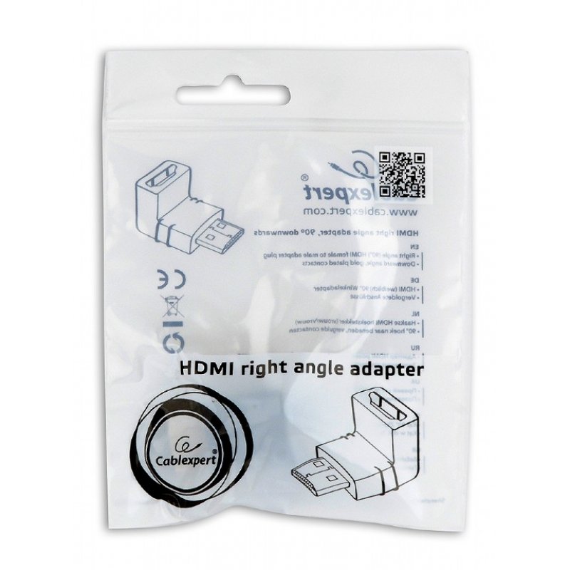 ADAPTADOR GEMBIRD HDMI HEMBRA A HDMI MACHO 90º ANGULO ABAJO