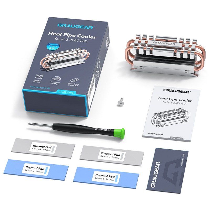 Graugear Heatpipe Kühlkörper für M.2 2280 SSD