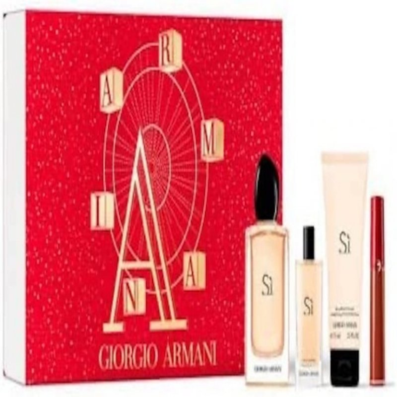 Giorgio Armani Si Gift Set Eau de Parfum 100ml and 15ml with Body Lotion 75ml and Lip Maestro 6.5ml 209