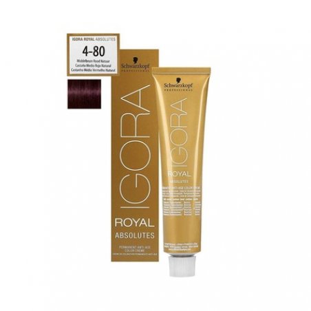 Schwarzkopf IGORA Royal Absolutes Permanent Anti-Age Color Creme 4-80 Medium Brown Red Natural 60ml