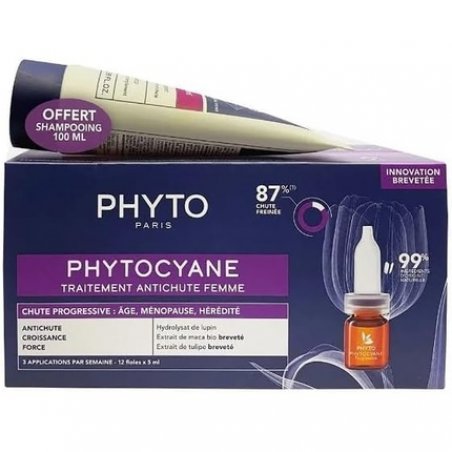 Phyto Phytocyane Reactional Hair Loss Treatment for Women 12 Amps x 5ml with Gift Revitalizing Shampoo 100ml