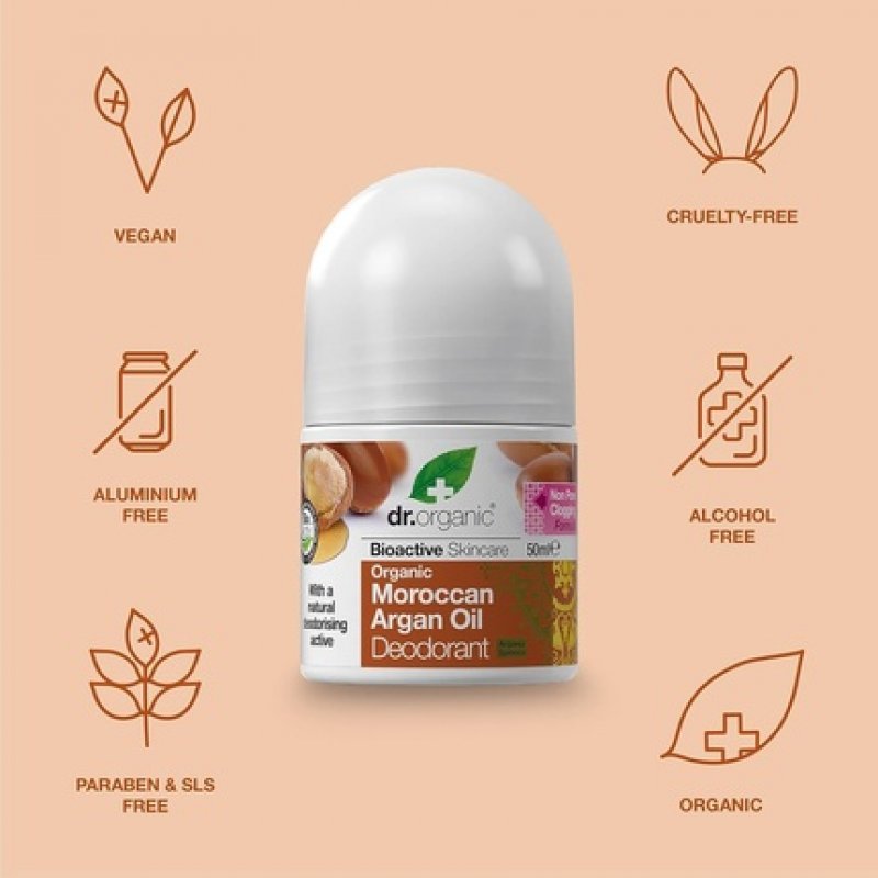 Dr Organic Moroccan Argan Oil Deodorant Natural Vegan Cruelty Free Paraben & SLS Free Aluminium Free for Women & Men
