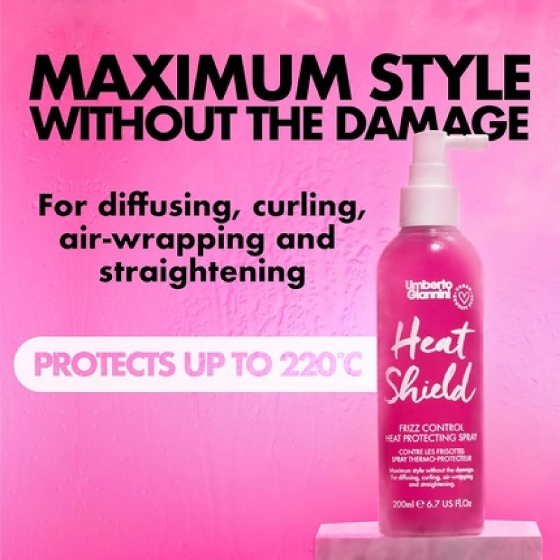 Umberto Giannini Heat Shield Protecting Heat Defence Spray for All Hair Types 200ml Vegan and Cruelty Free