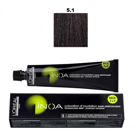 Vopsea permanenta fara amoniac L`Oreal Professionnel Inoa 5.1, 60ml