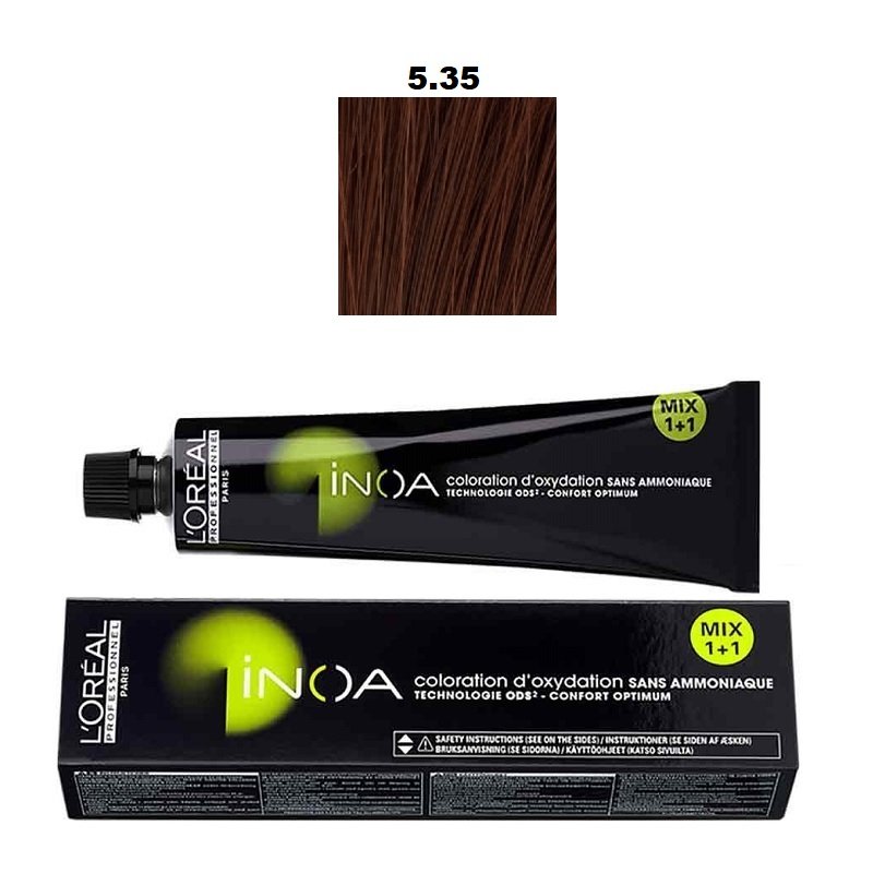Vopsea permanenta fara amoniac L`Oreal Professionnel Inoa 5.35, 60ml
