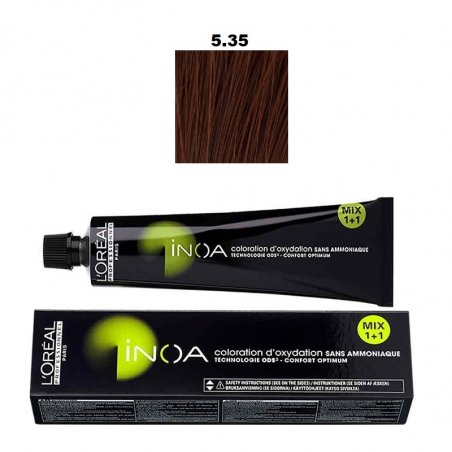 Vopsea permanenta fara amoniac L`Oreal Professionnel Inoa 5.35, 60ml