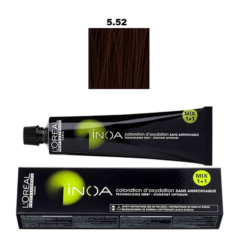 Vopsea permanenta fara amoniac L`Oreal Professionnel Inoa Brown Resist 5.52, 60ml