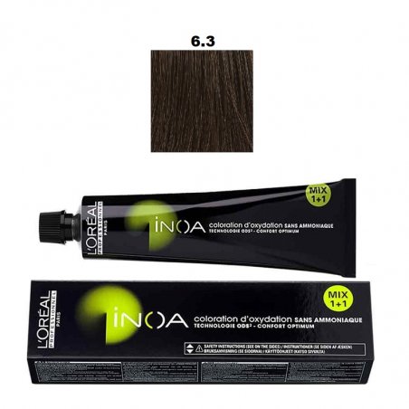 Vopsea permanenta fara amoniac L`Oreal Professionnel Inoa 6.3, 60ml