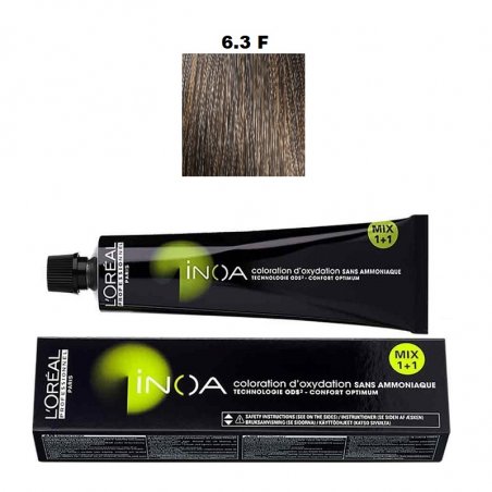 Vopsea permanenta fara amoniac L`Oreal Professionnel Inoa 6.3 Fundamental, 60ml