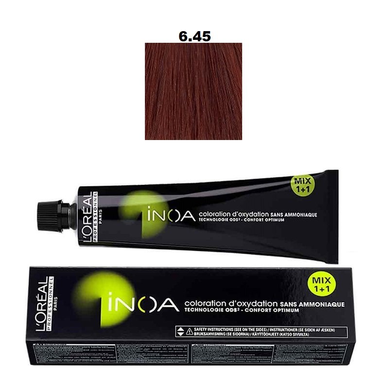 Vopsea permanenta fara amoniac L`Oreal Professionnel Inoa 6.45, 60ml