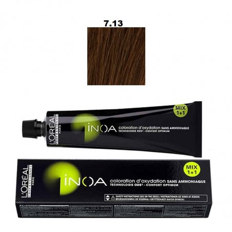 Vopsea permanenta fara amoniac L`Oreal Professionnel Inoa 7.13, 60ml