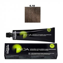 Vopsea permanenta fara amoniac L`Oreal Professionnel Inoa 6.18, 60ml