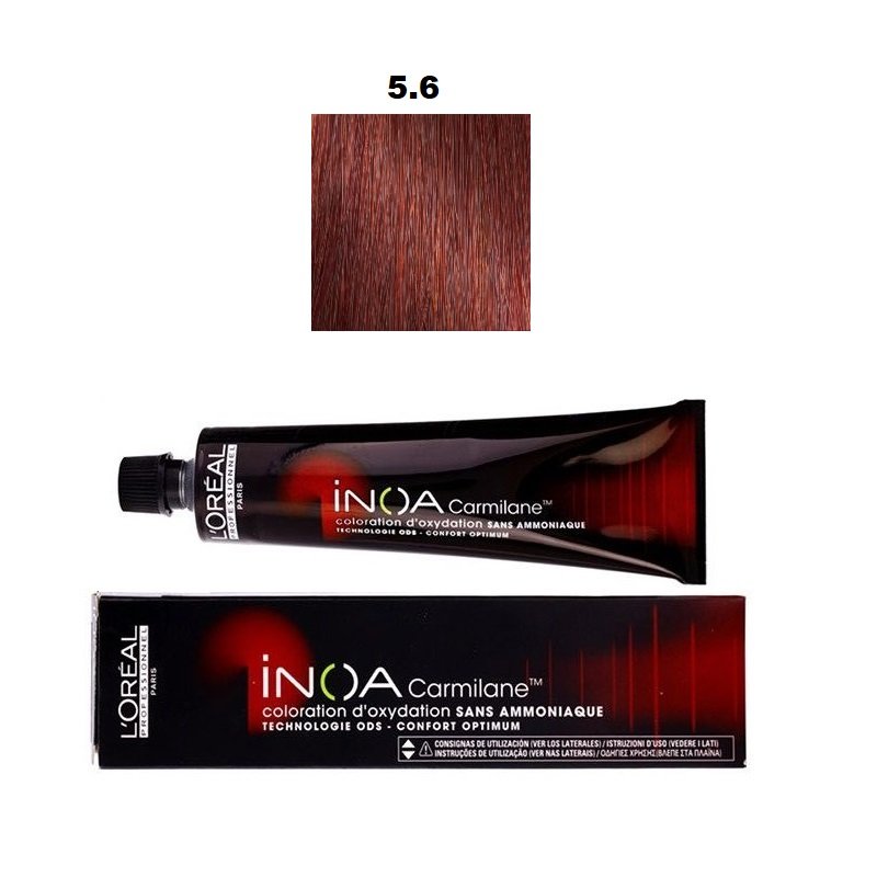 Vopsea permanenta fara amoniac L`Oreal Professionnel Inoa Carmilane 5.6, 60ml