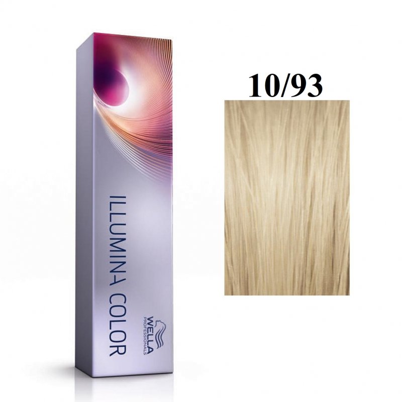 Vopsea permanenta Wella Professionals Illumina Color 10/93, Blond Luminos Deschis Perlat Auriu, 60ml