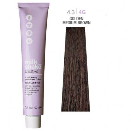 Vopsea permanenta Milk Shake Creative 4.34G, Castaniu Mediu Auriu, 100ml