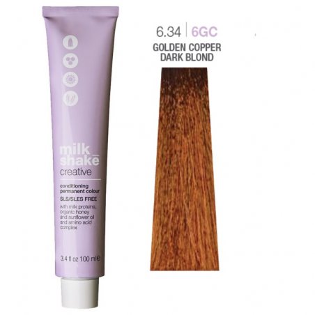 Vopsea permanenta Milk Shake Creative 6.346GC, Blond Inchis Aramiu Auriu, 100ml