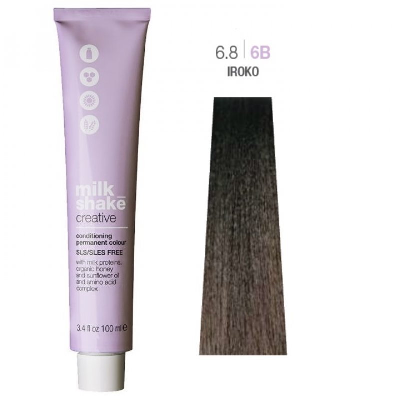 Vopsea permanenta Milk Shake Creative 6.86B, Blond Inchis Lemn De Iroko, 100ml