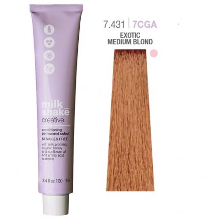 Vopsea permanenta Milk Shake Creative 7.4317CGA, Blond Mediu Exotic, 100ml