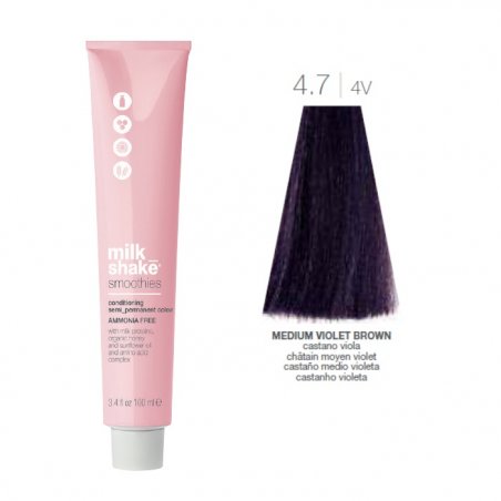 Vopsea semi-permanenta Milk Shake Smoothies 4.74V, Castaniu Mediu Violet, 100ml