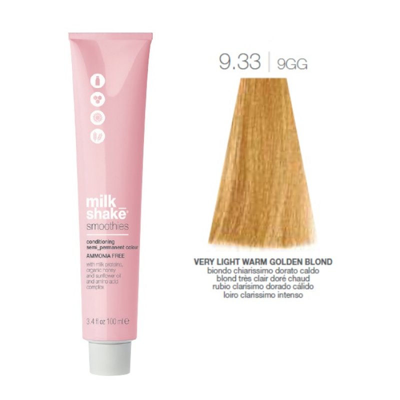 Vopsea semi-permanenta Milk Shake Smoothies 9.339GG, Blond Luminos Deschis Cald Auriu, 100ml