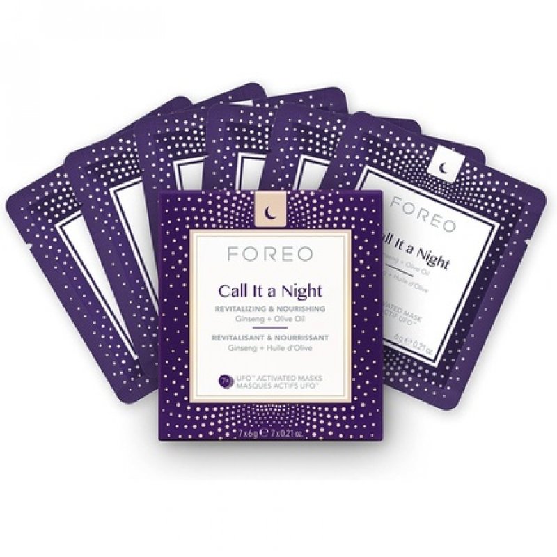 FOREO Call it a Night UFO Activated Facial Mask for Dryness & Fine Lines 7 Pack Revitalizing & Nourishing Ginseng &