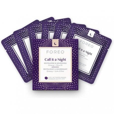 FOREO Call it a Night UFO Activated Facial Mask for Dryness & Fine Lines 7 Pack Revitalizing & Nourishing Ginseng &