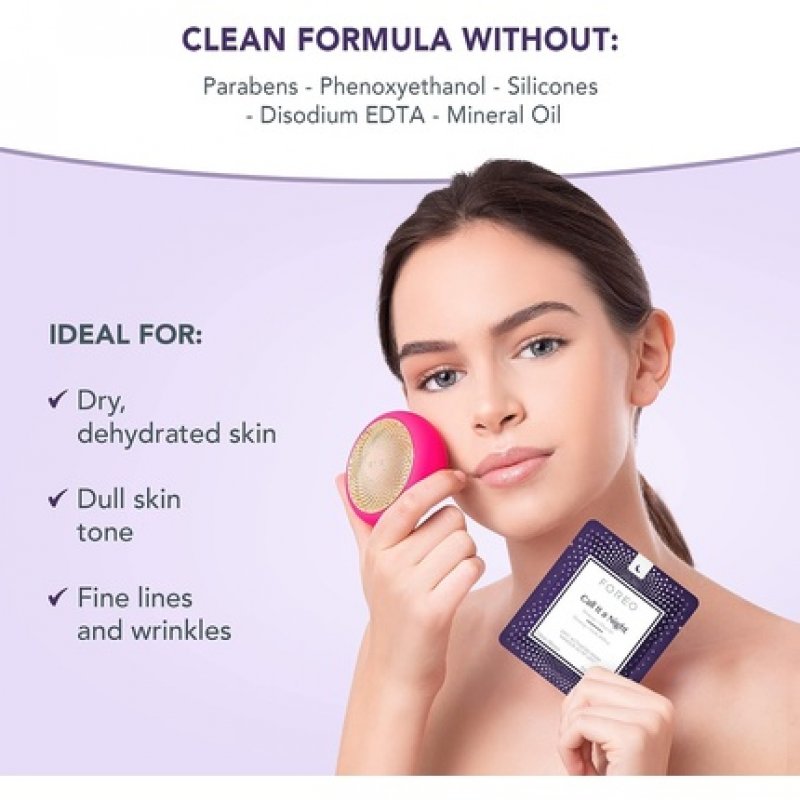 FOREO Call it a Night UFO Activated Facial Mask for Dryness & Fine Lines 7 Pack Revitalizing & Nourishing Ginseng &