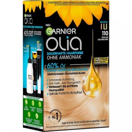 Garnier Olia 110 Cool Ash Blonde Permanent Hair Colour without Ammonia with Nourishing Natural Oils