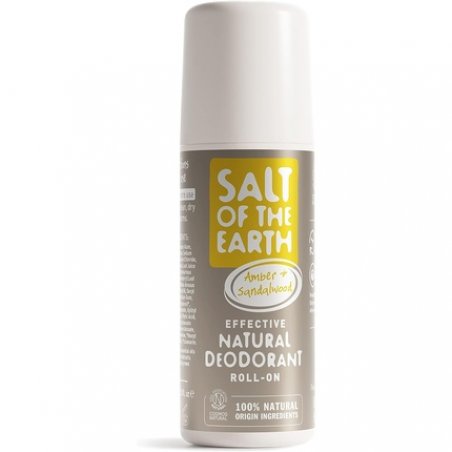 Salt of the Earth Natural Deodorant Roll On 100% Natural Origin Ingredients Amber & Sandalwood 75ml