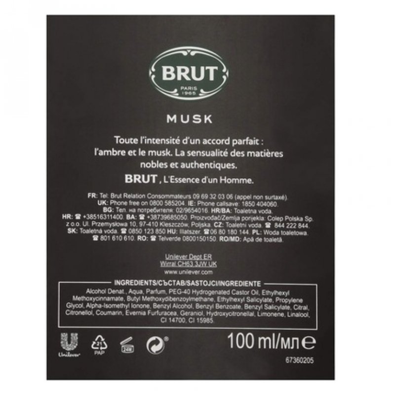Brut Musk Eau De Toilette Spray for Men 3.4 Oz/100 Ml