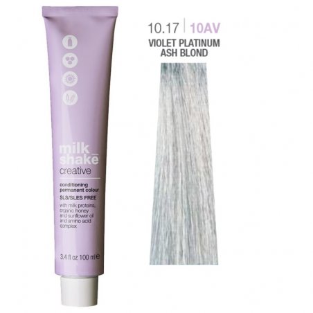 Vopsea permanenta Milk Shake Creative 10.1710AV, Blond Platinat Violet Cenusiu, 100ml