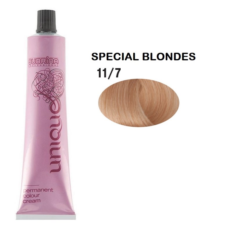 Vopsea de par permanenta Subrina Professional Unique 11/7, Blond Special Castaniu, 100ml